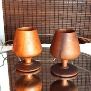 Teak‎ Wooden  Cups Vintage Set /2